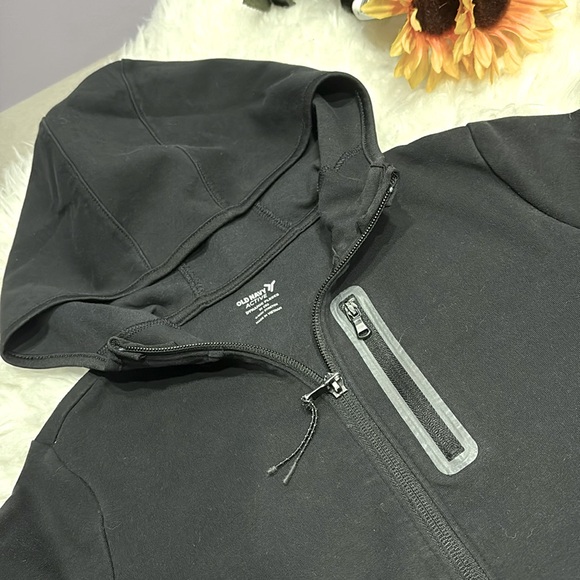 Old Navy Active Dynamic Fleece 4-Way Stretch Black Jacket Hoodie Kids Size M (8) - Picture 2 of 8
